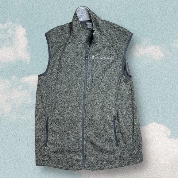 Dark gray EDDIE BAUER heather fleece zipper vest - Picture 1 of 4